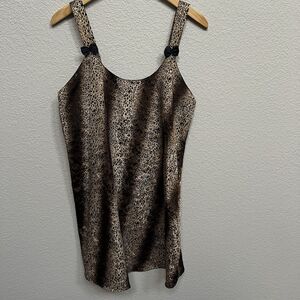 Vintage Y2K Size Medium Leopard Cheetah Animal Print Lingerie Slip Dress Bows
